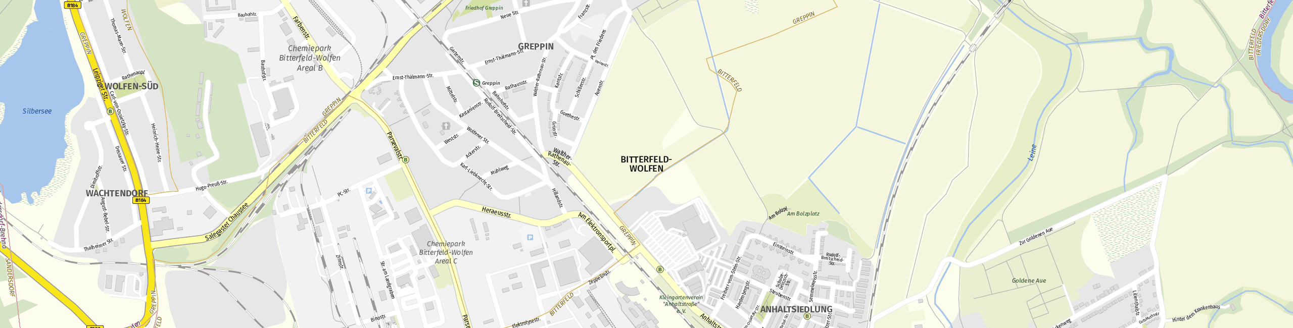 Stadtplan Bitterfeld-Wolfen zum Downloaden.