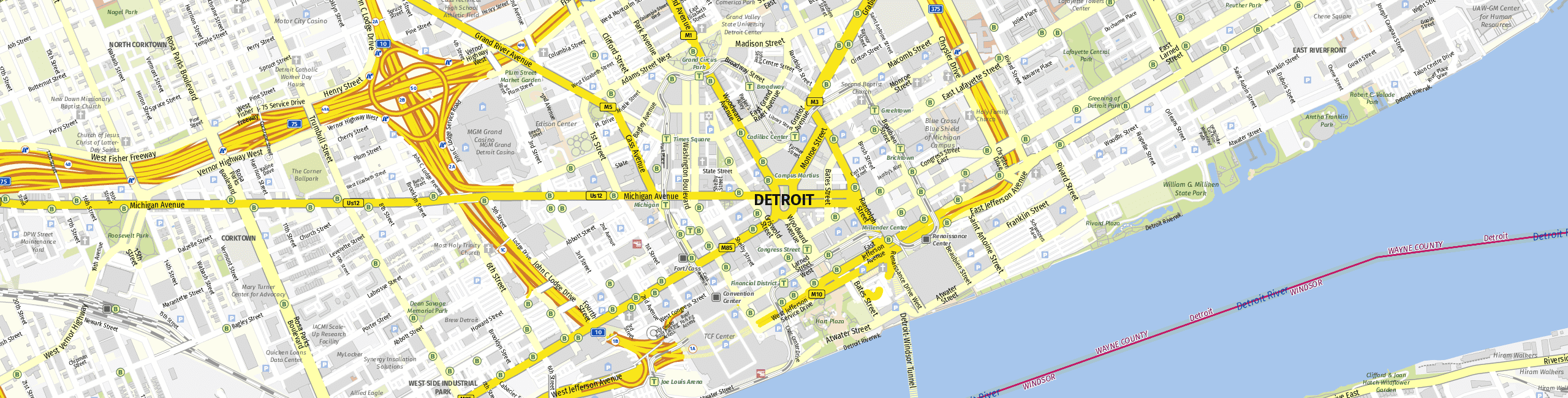 Stadtplan Detroit zum Downloaden.