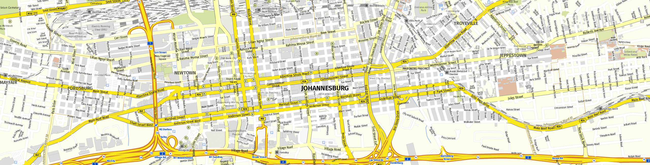 Stadtplan Johannesburg zum Downloaden.