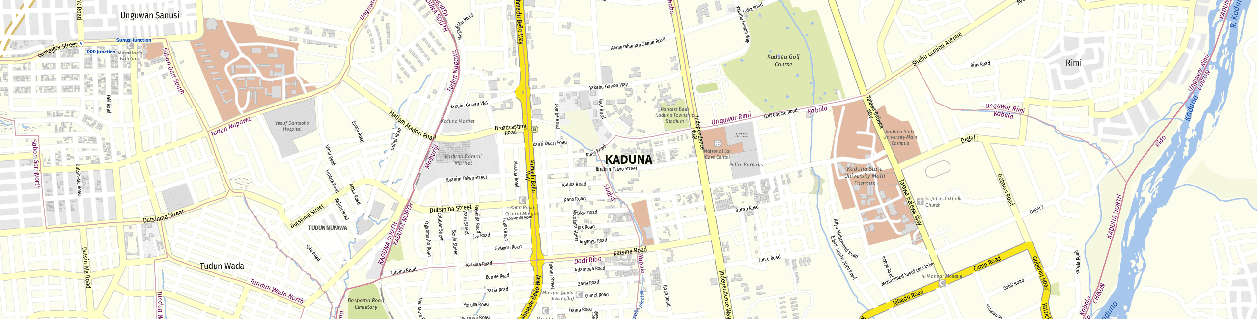 Stadtplan Kaduna zum Downloaden.