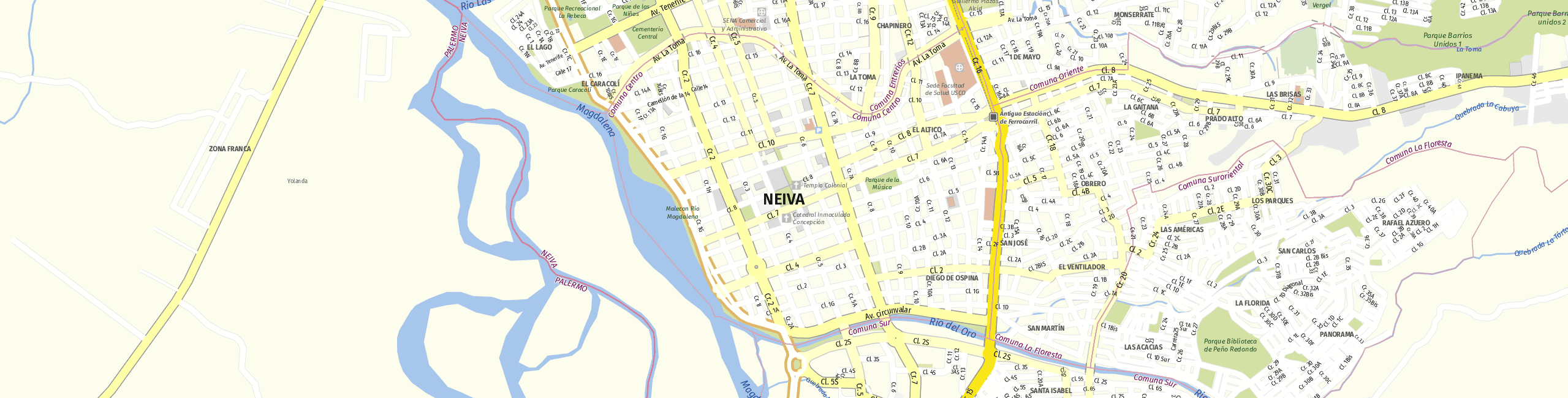 Stadtplan Neiva, Huila zum Downloaden.