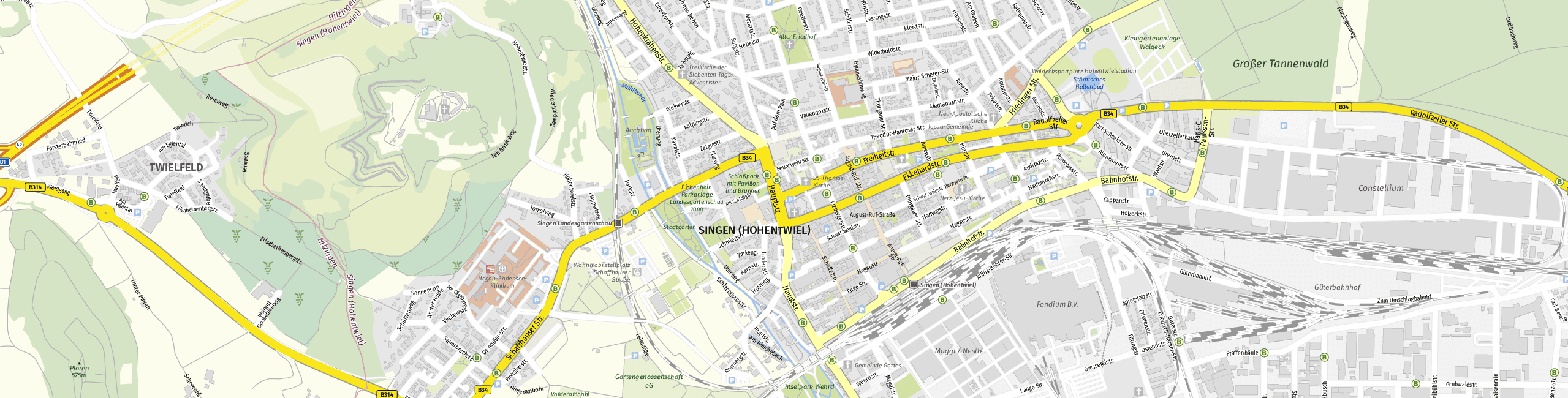 Stadtplan Singen (Hohentwiel) zum Downloaden.