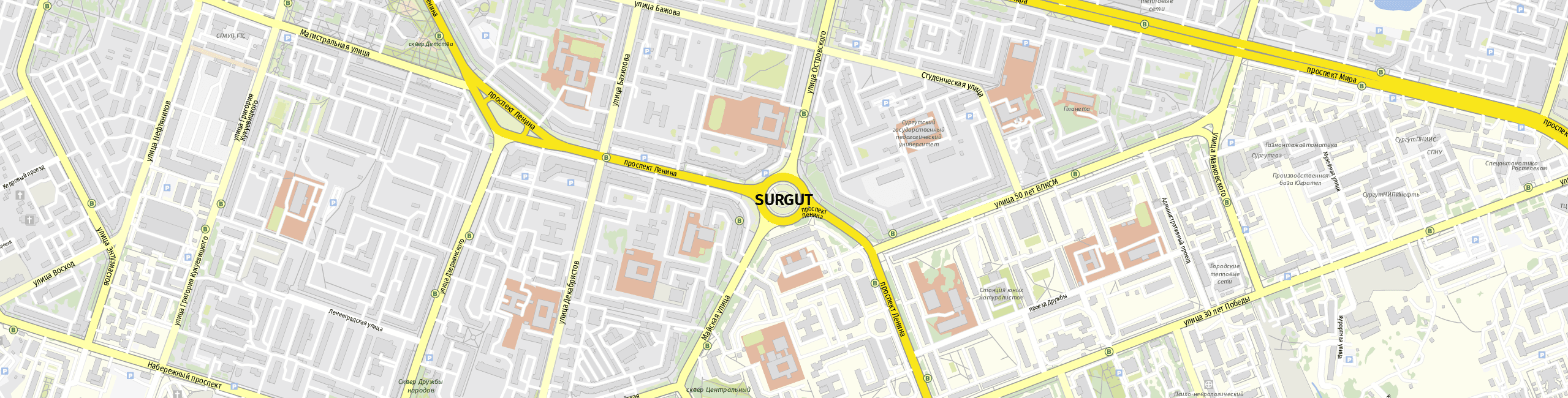 Stadtplan Surgut zum Downloaden.