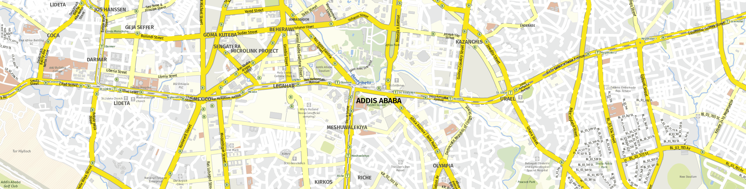 Stadtplan Addis Ababa zum Downloaden.