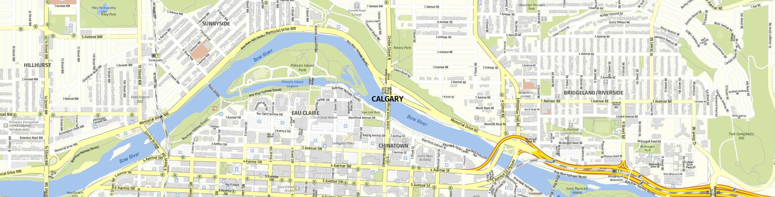 Stadtplan Calgary zum Downloaden.