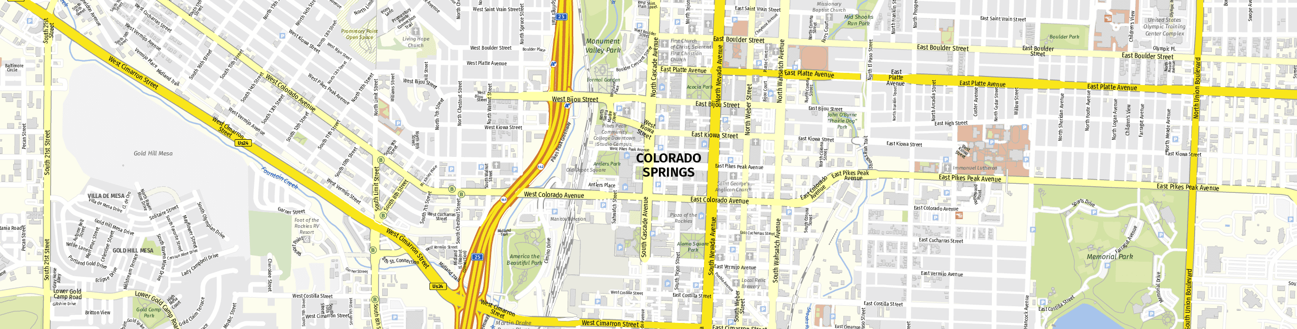 Stadtplan Colorado Springs zum Downloaden.