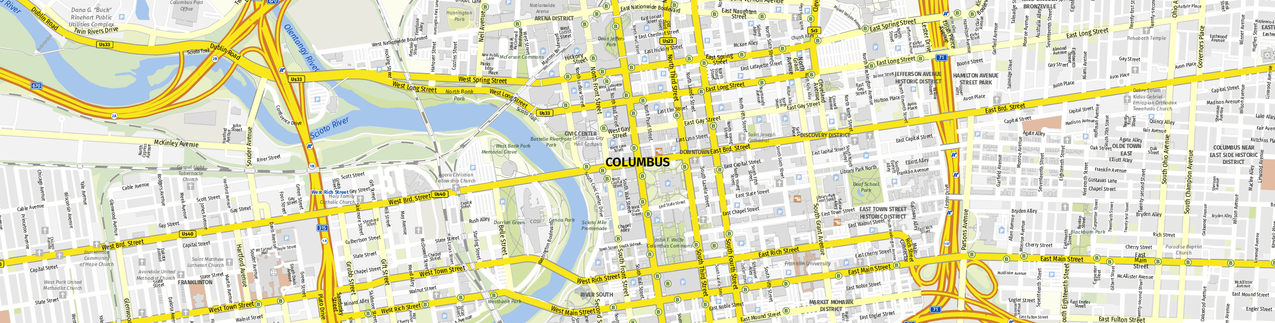 Stadtplan Columbus zum Downloaden.