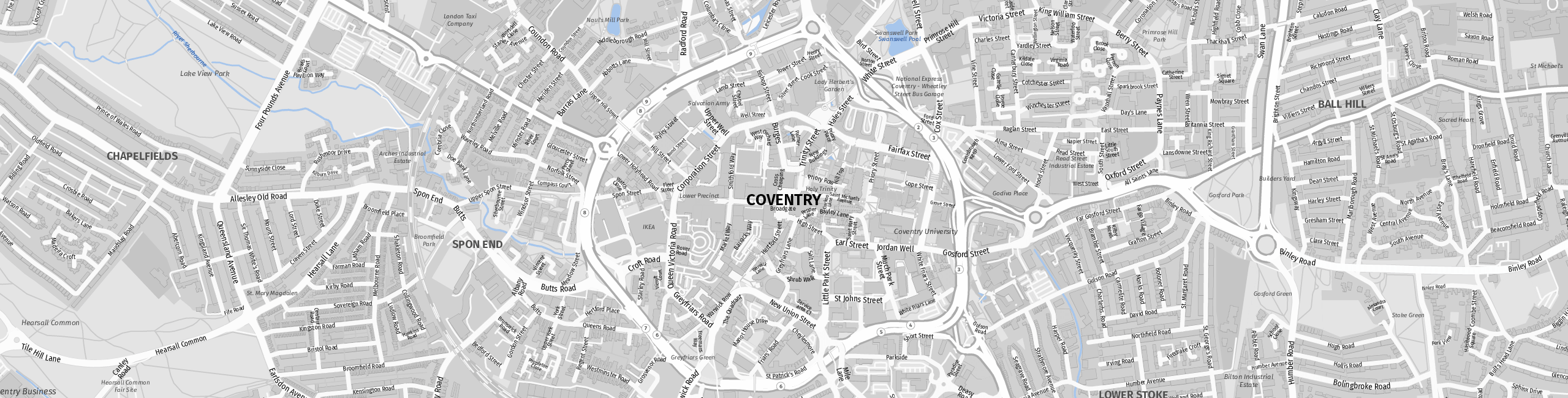 Stadtplan Coventry zum Downloaden.