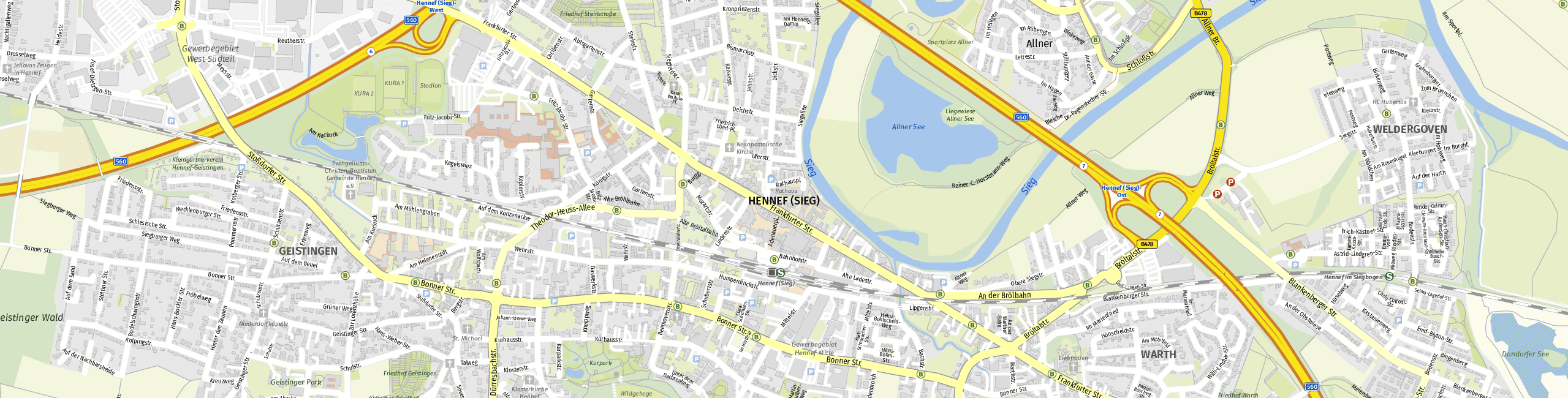 Stadtplan Hennef (Sieg) zum Downloaden.