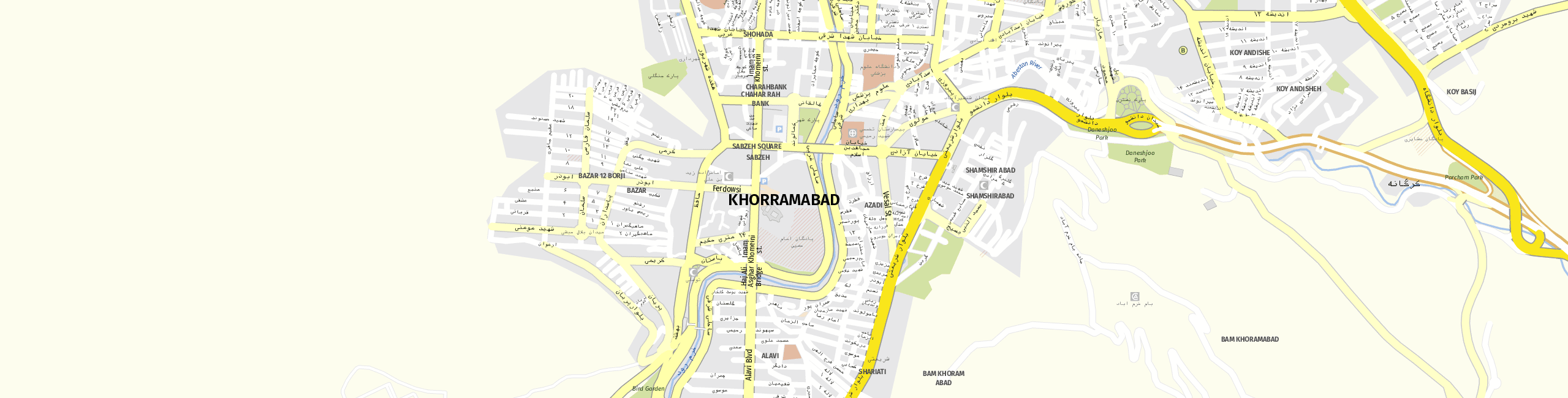 Stadtplan Chorramabad zum Downloaden.