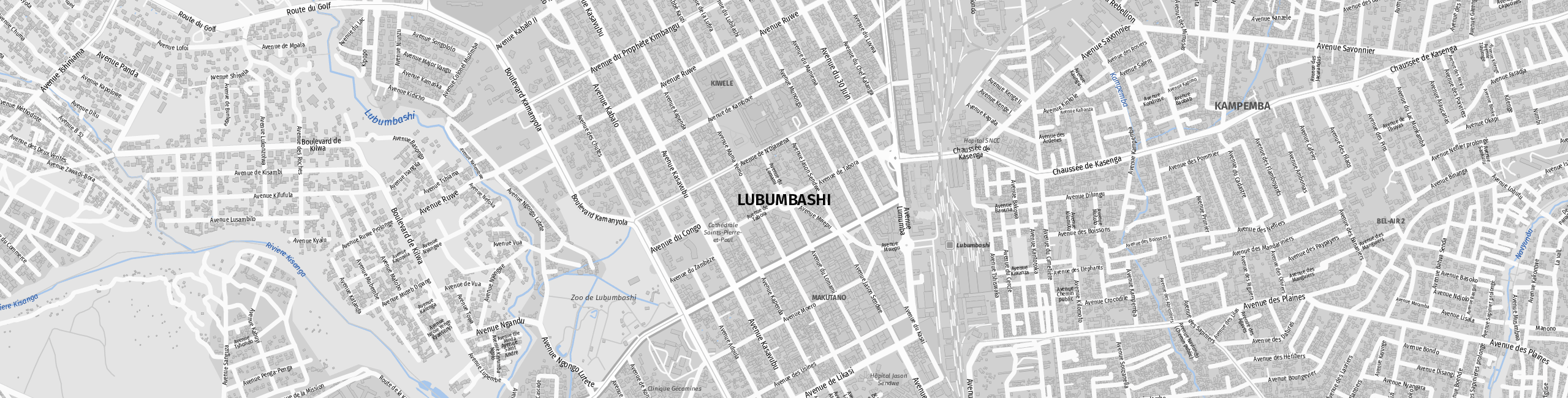 Stadtplan Lubumbashi zum Downloaden.