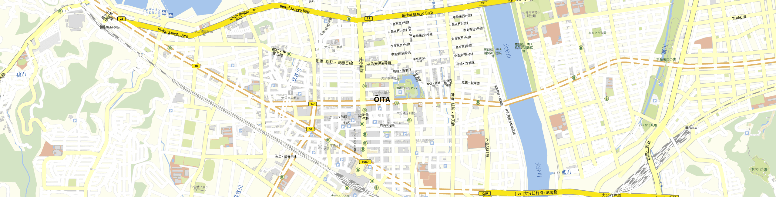 Stadtplan Ōita zum Downloaden.