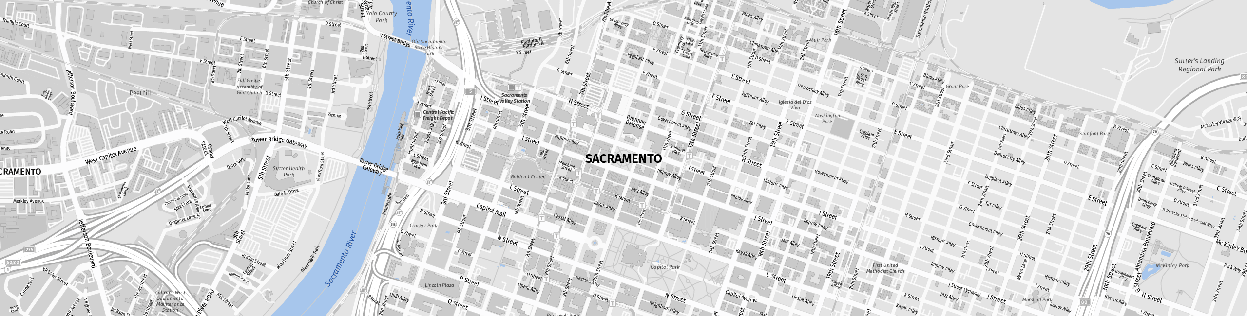 Stadtplan Sacramento zum Downloaden.