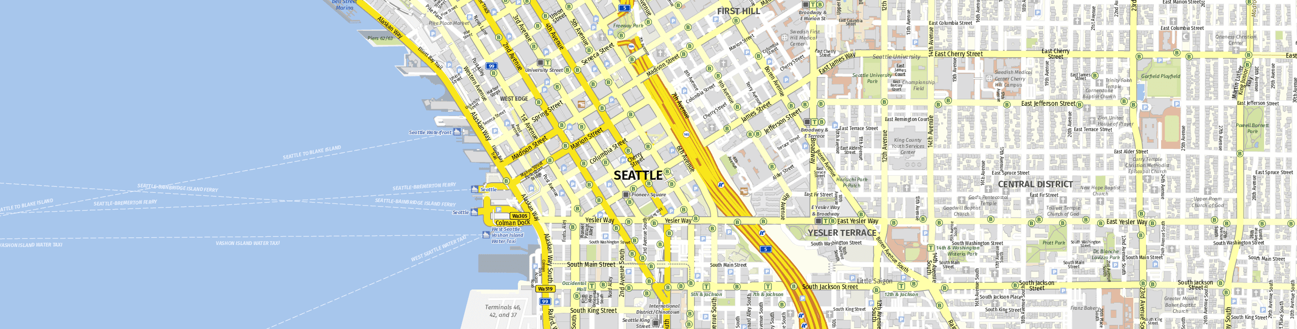 Stadtplan Seattle zum Downloaden.