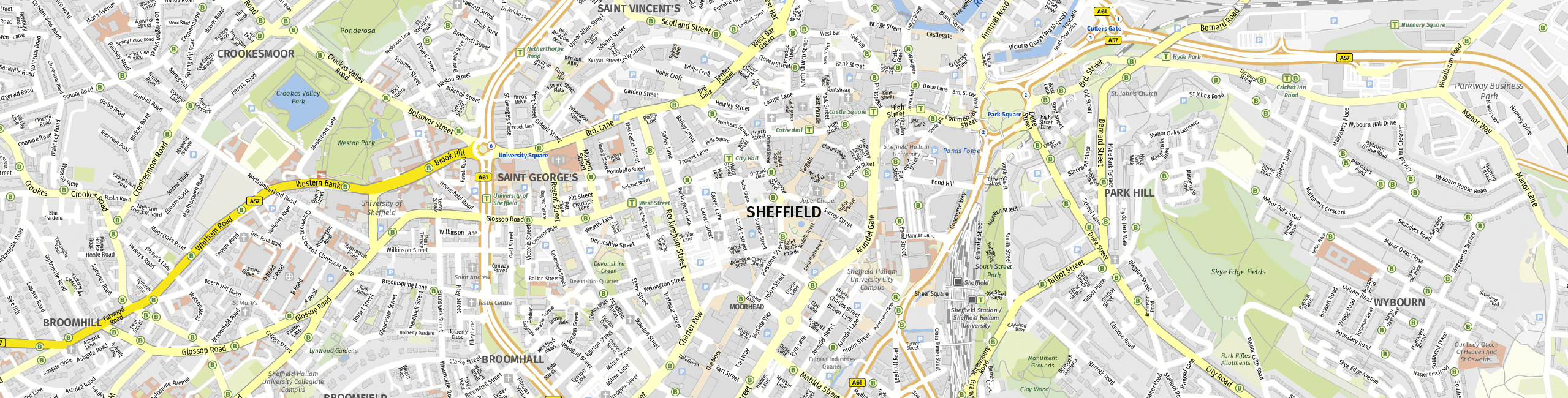 Stadtplan Sheffield zum Downloaden.