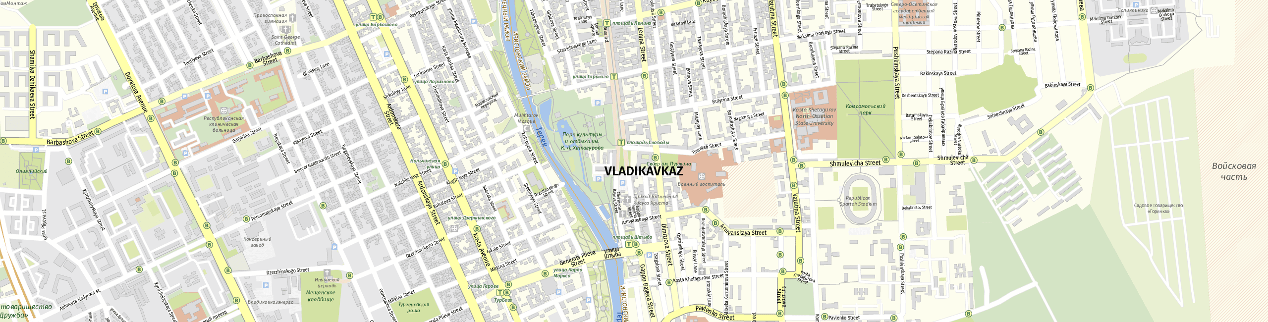 Stadtplan Vladikavkaz zum Downloaden.