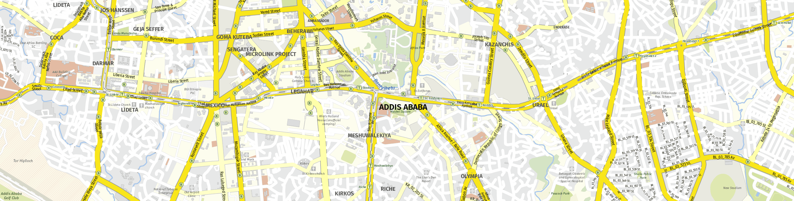 Stadtplan Addis Abeba zum Downloaden.