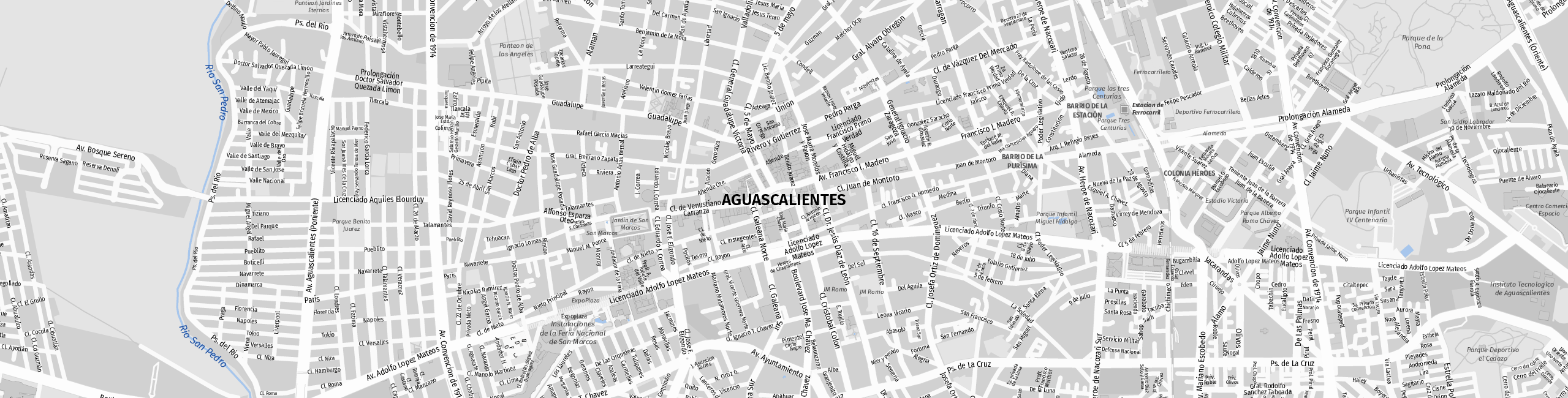 Stadtplan Aguascalientes zum Downloaden.