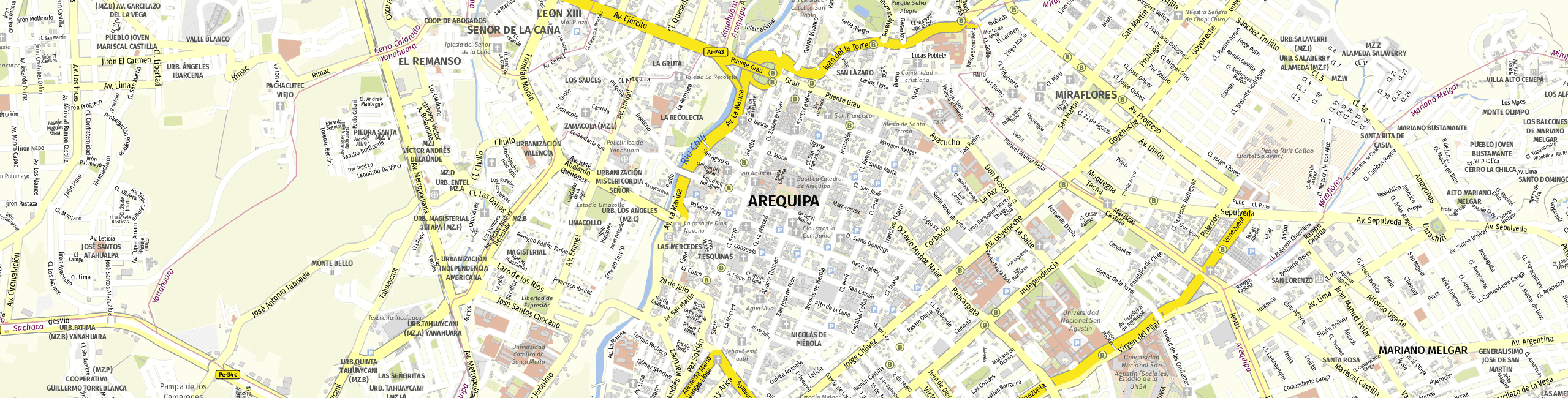Stadtplan Arequipa zum Downloaden.