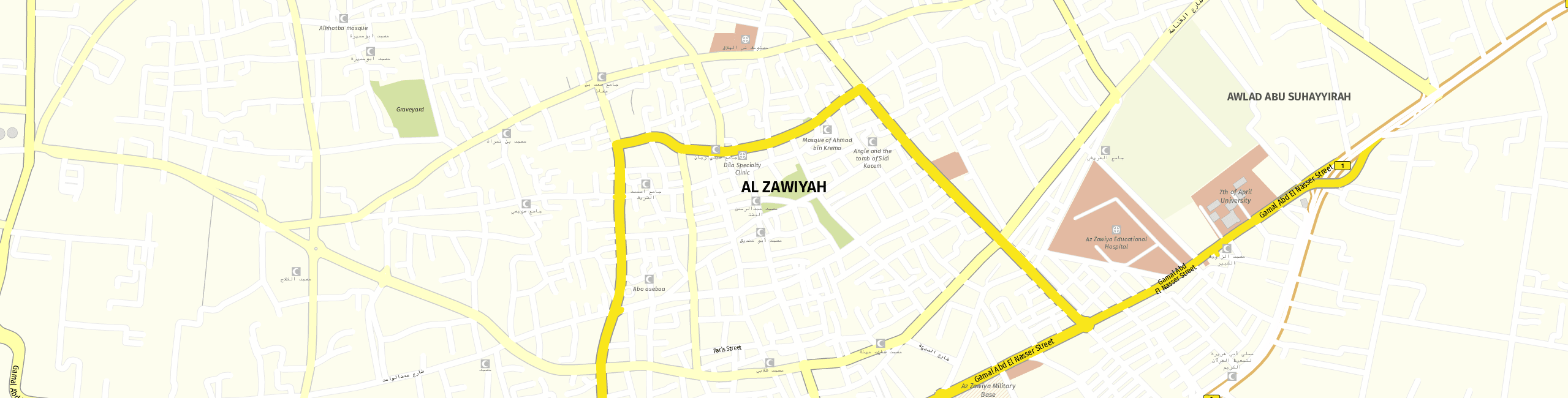Stadtplan Az Zawiyah zum Downloaden.