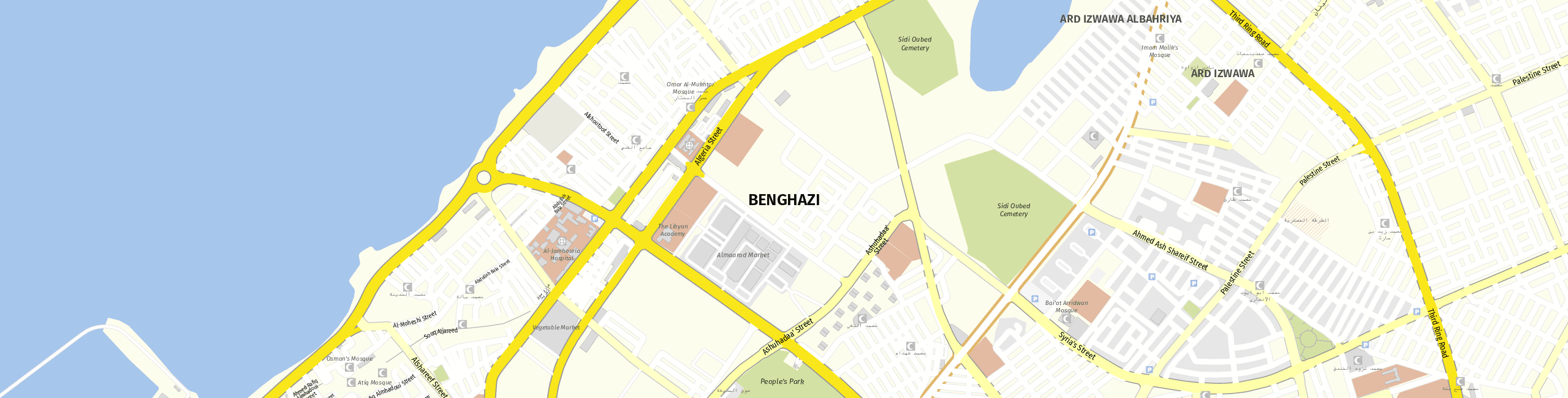 Stadtplan Benghazi zum Downloaden.