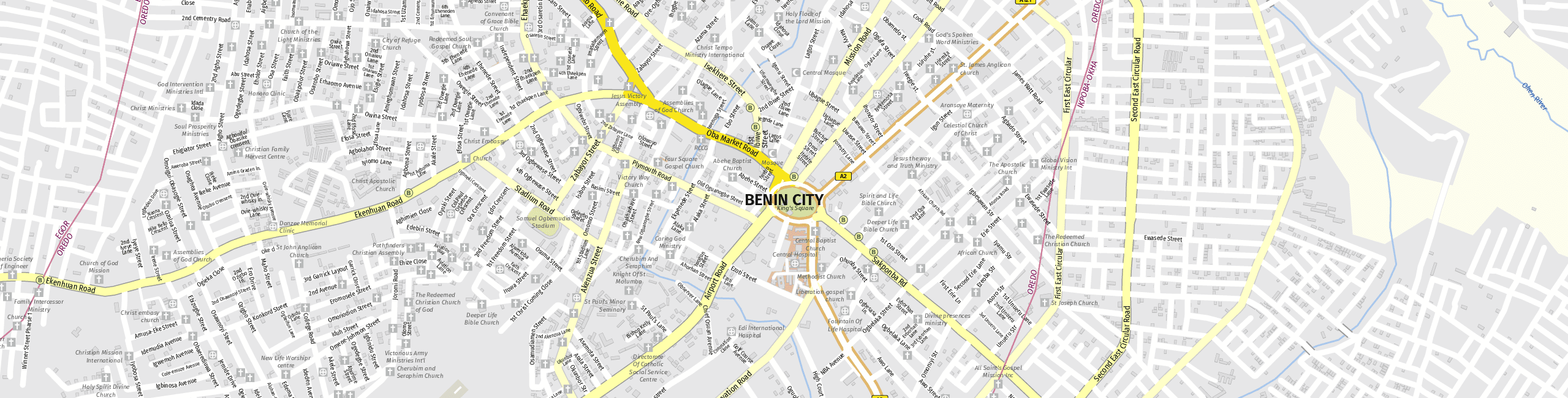 Stadtplan Benin City zum Downloaden.