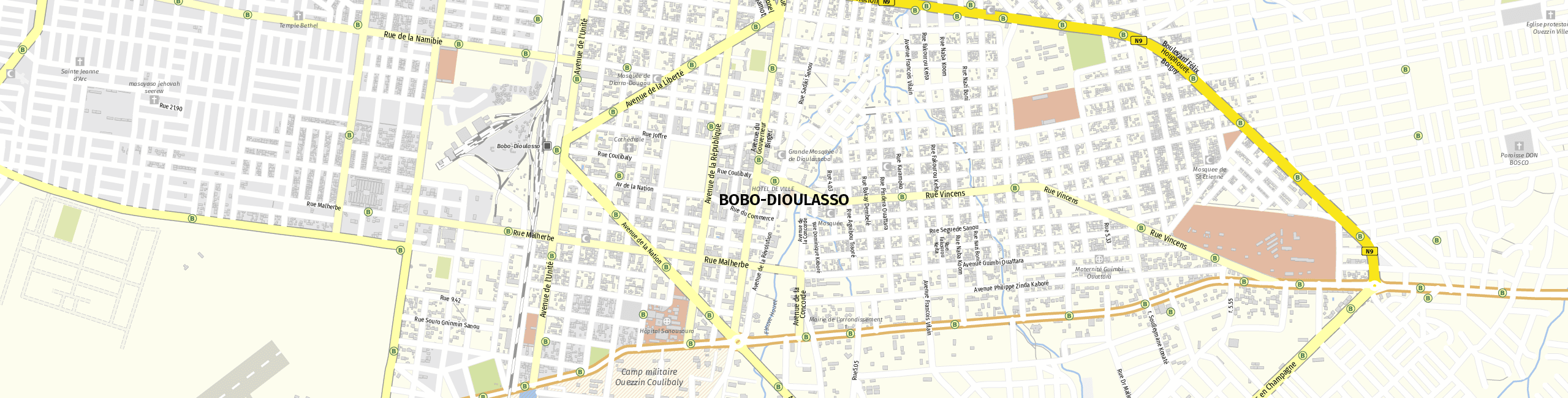 Stadtplan Bobo-Dioulasso zum Downloaden.