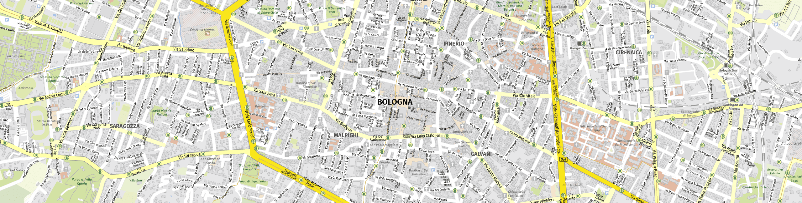 Stadtplan Bologna zum Downloaden.