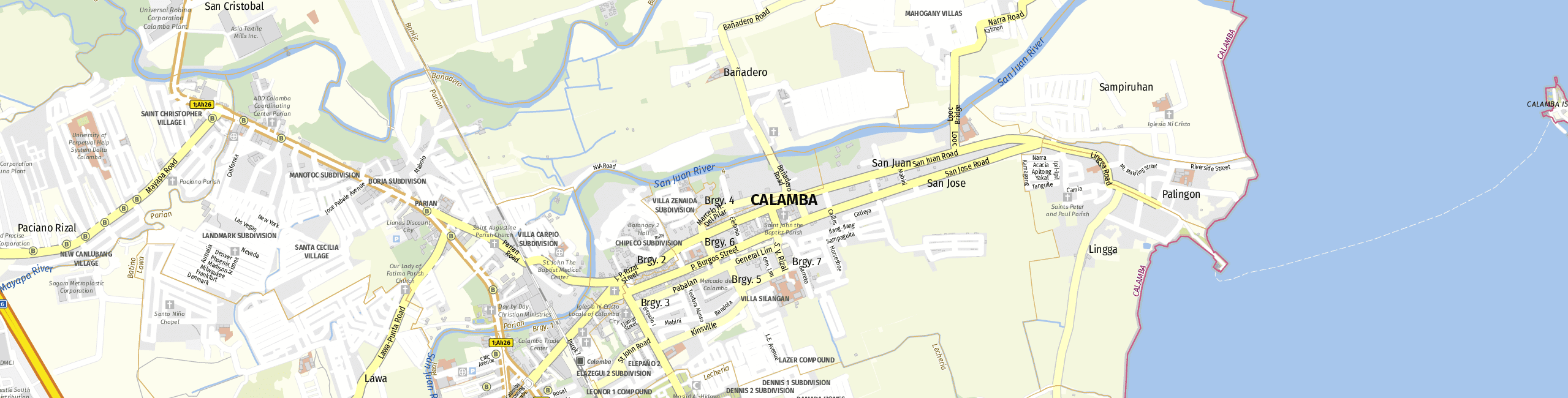 Stadtplan Calamba zum Downloaden.