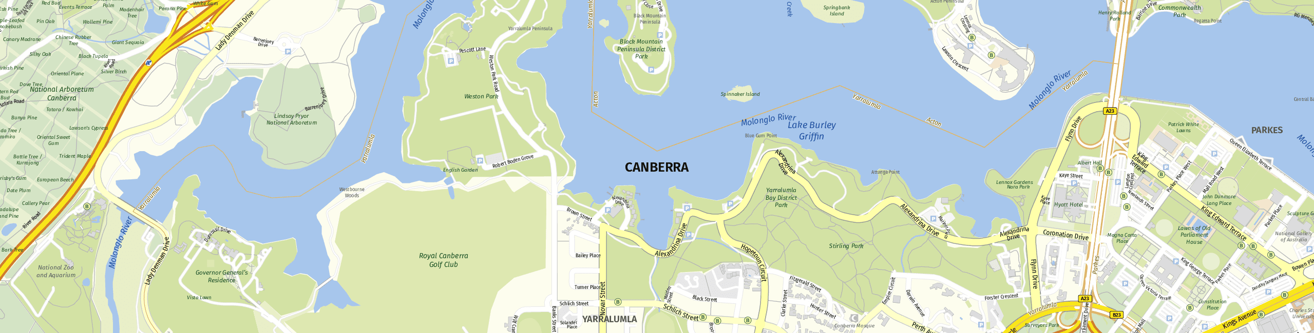 Stadtplan Canberra zum Downloaden.