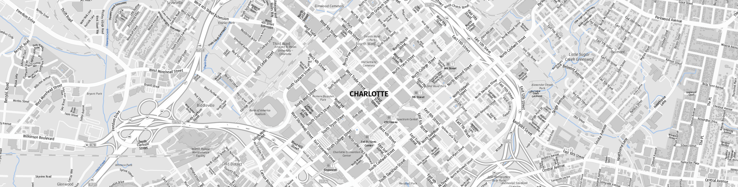 Stadtplan Charlotte zum Downloaden.