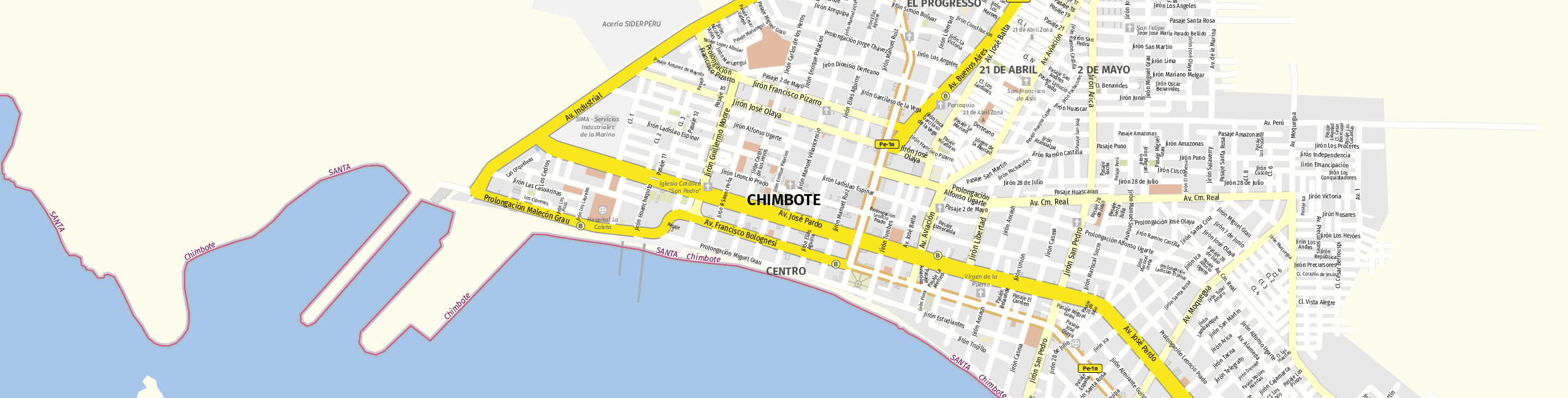 Stadtplan Chimbote zum Downloaden.
