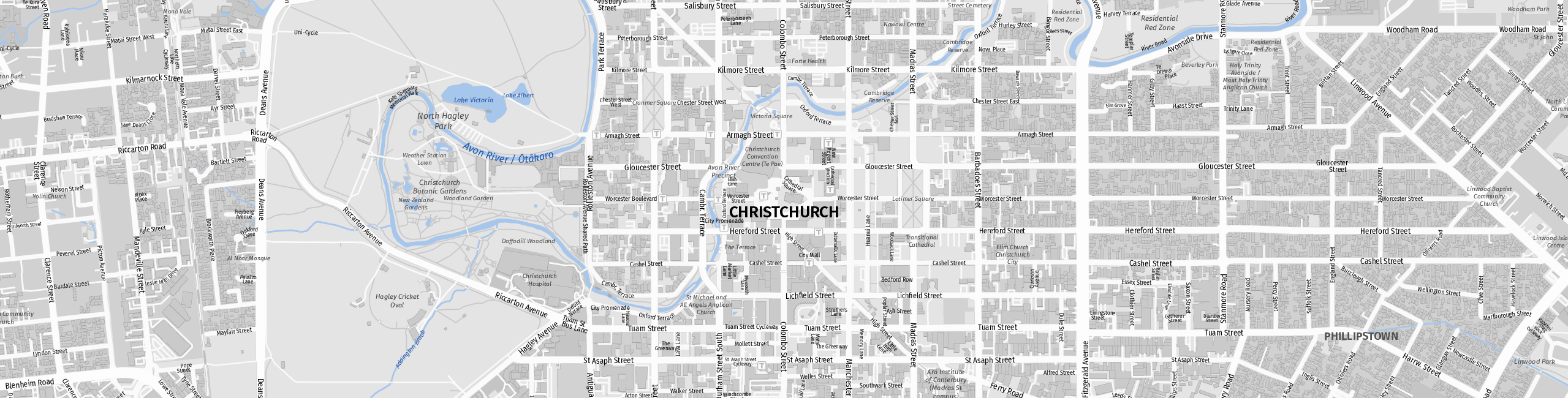 Stadtplan Christchurch zum Downloaden.