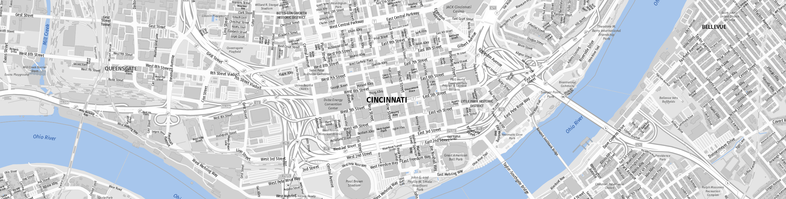 Stadtplan Cincinnati zum Downloaden.