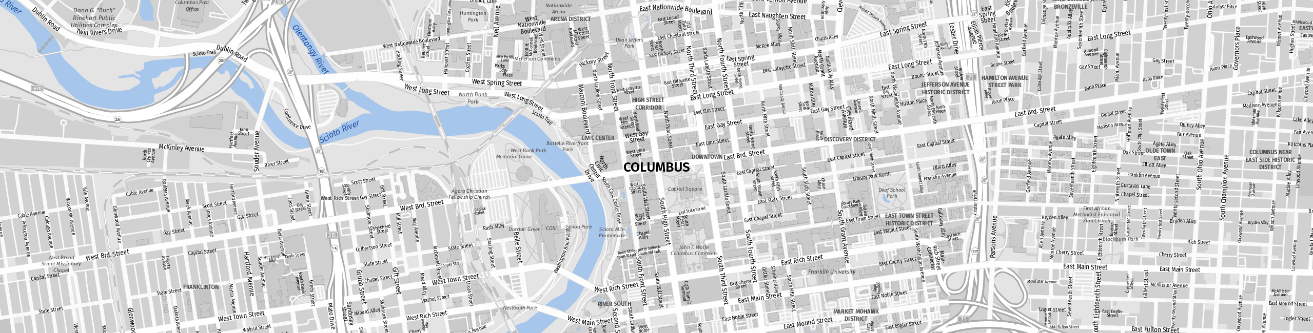 Stadtplan Columbus zum Downloaden.