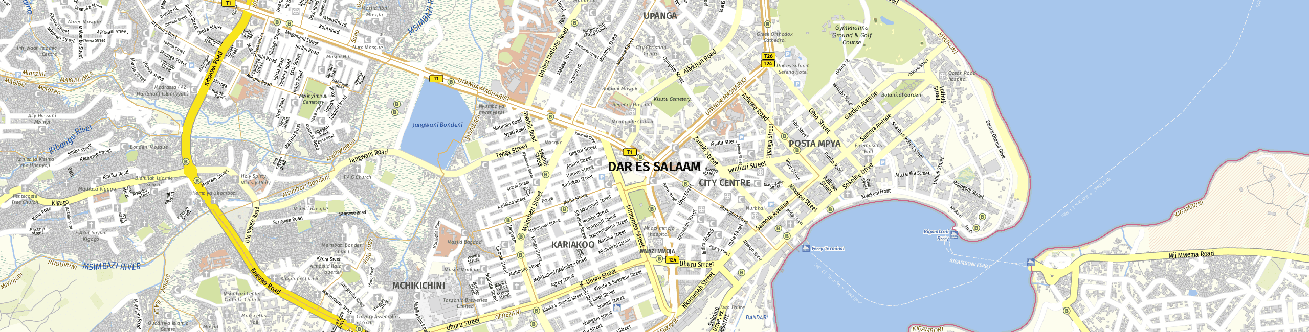 Stadtplan Dar es Salaam zum Downloaden.