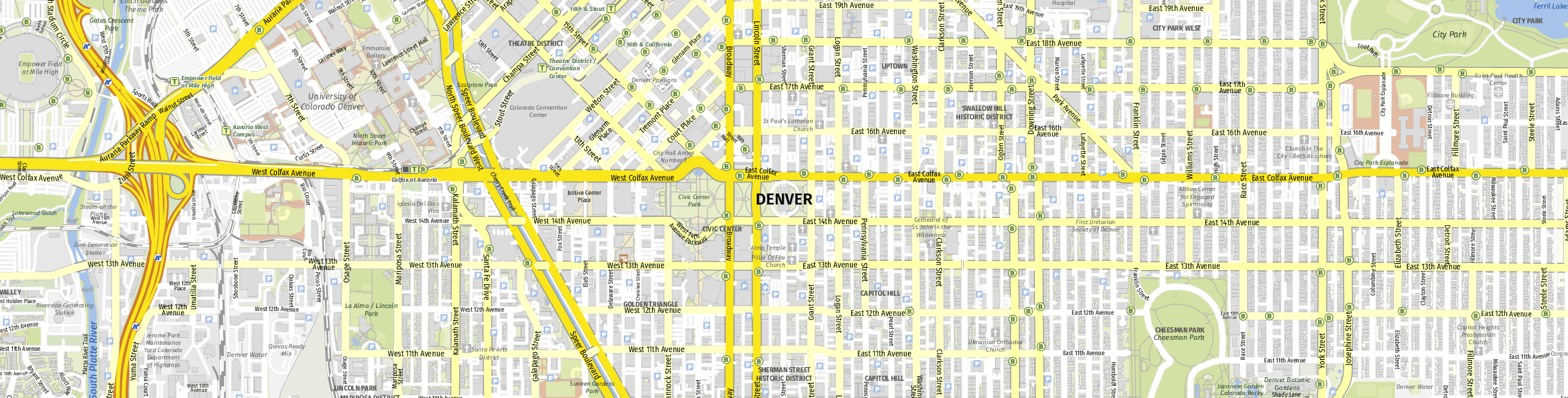 Stadtplan Denver zum Downloaden.