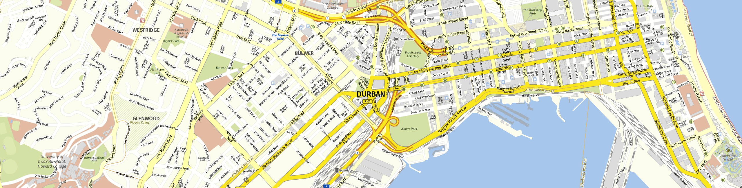 Stadtplan Durban zum Downloaden.