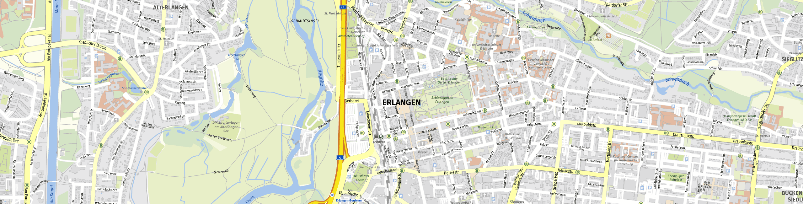 Stadtplan Erlangen zum Downloaden.