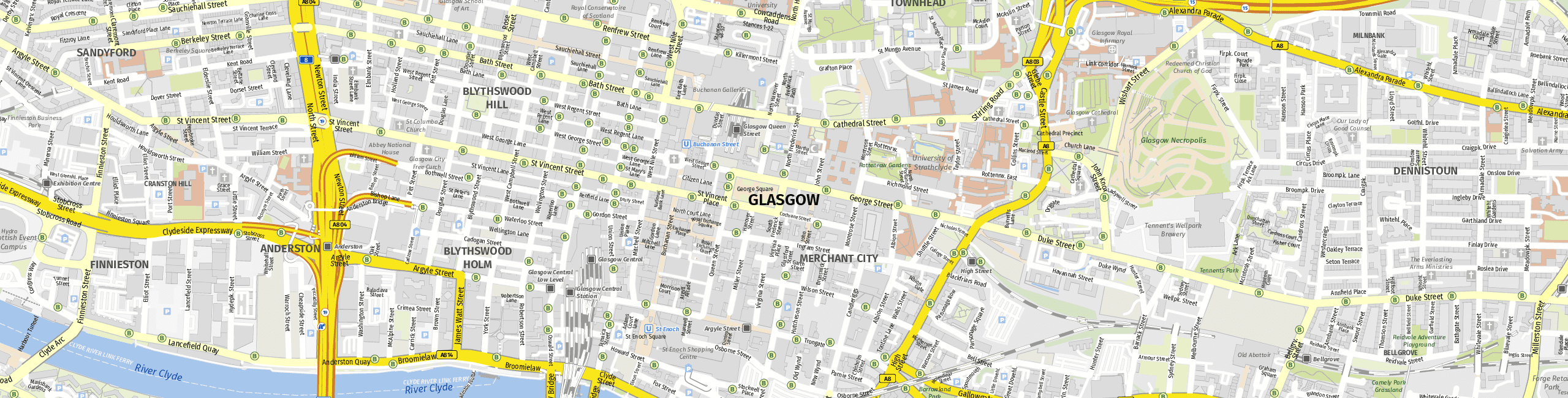 Stadtplan Glasgow zum Downloaden.