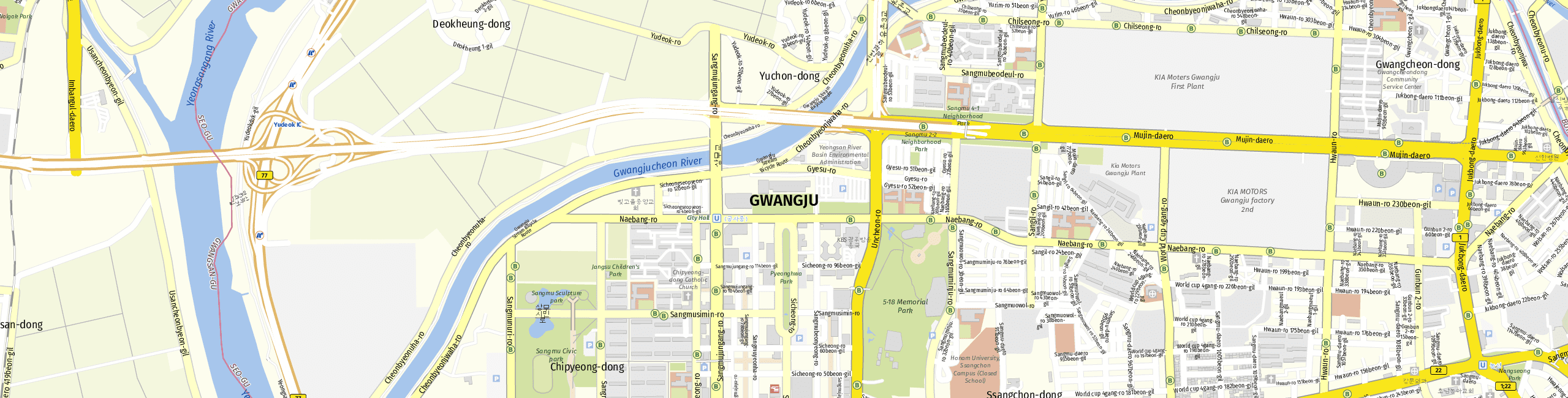 Stadtplan Gwangju zum Downloaden.