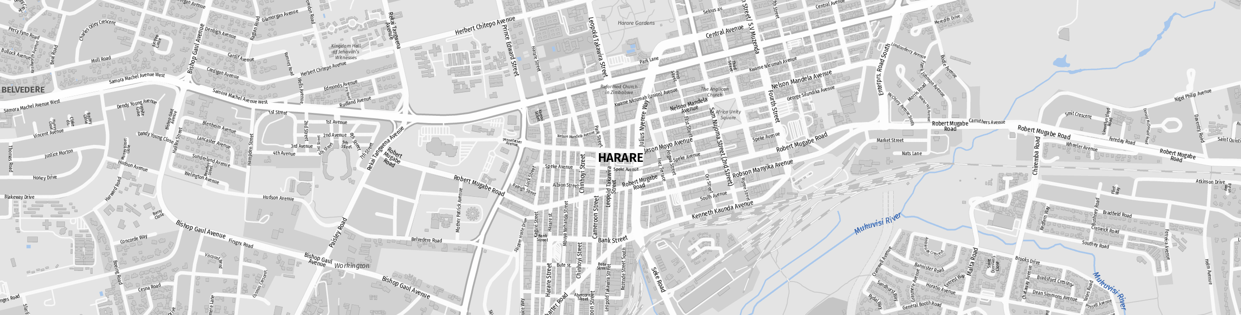Stadtplan Harare zum Downloaden.