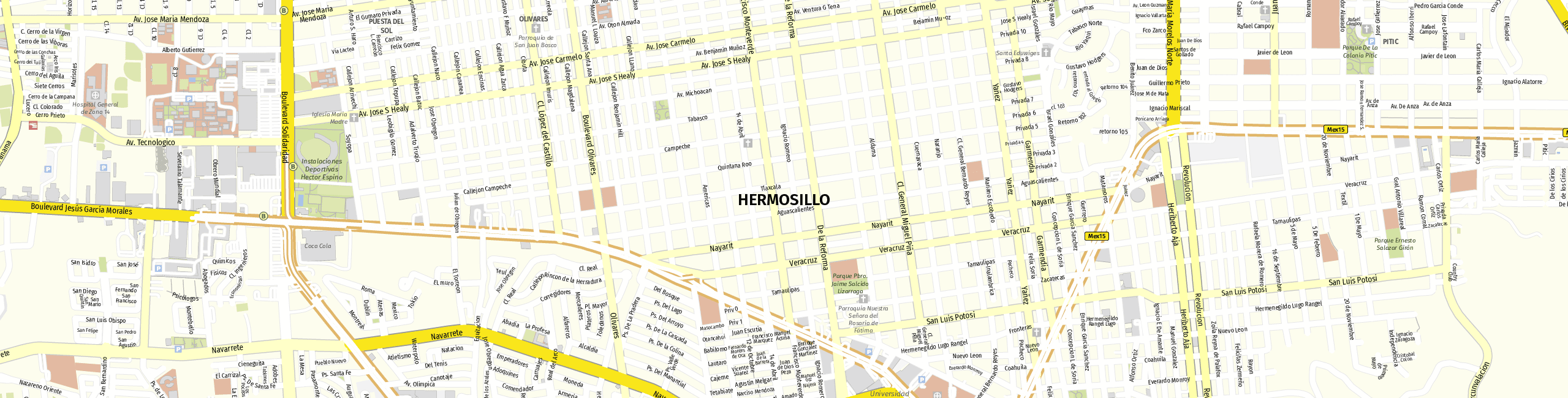 Stadtplan Hermosillo zum Downloaden.