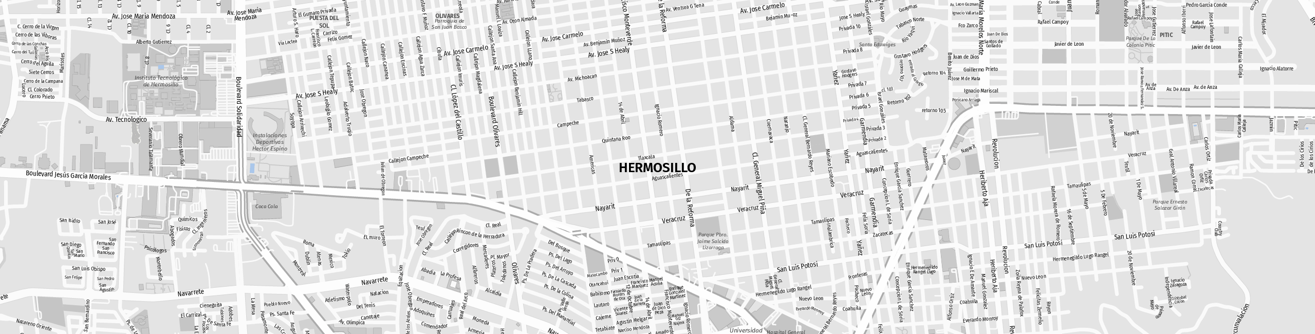 Stadtplan Hermosillo zum Downloaden.