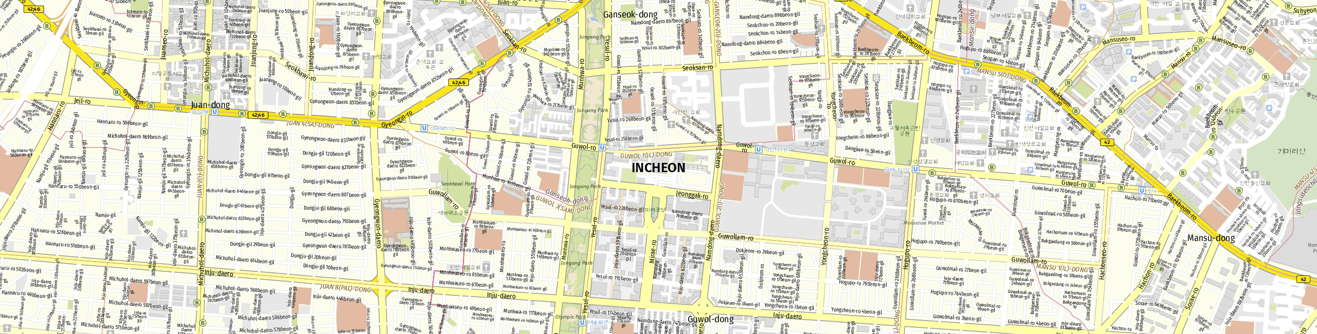 Stadtplan Incheon zum Downloaden.