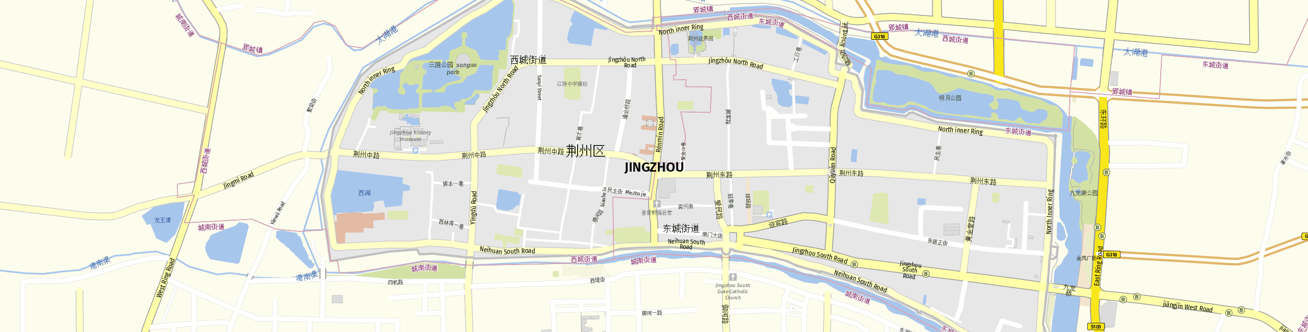 Stadtplan Jīngzhōu City zum Downloaden.