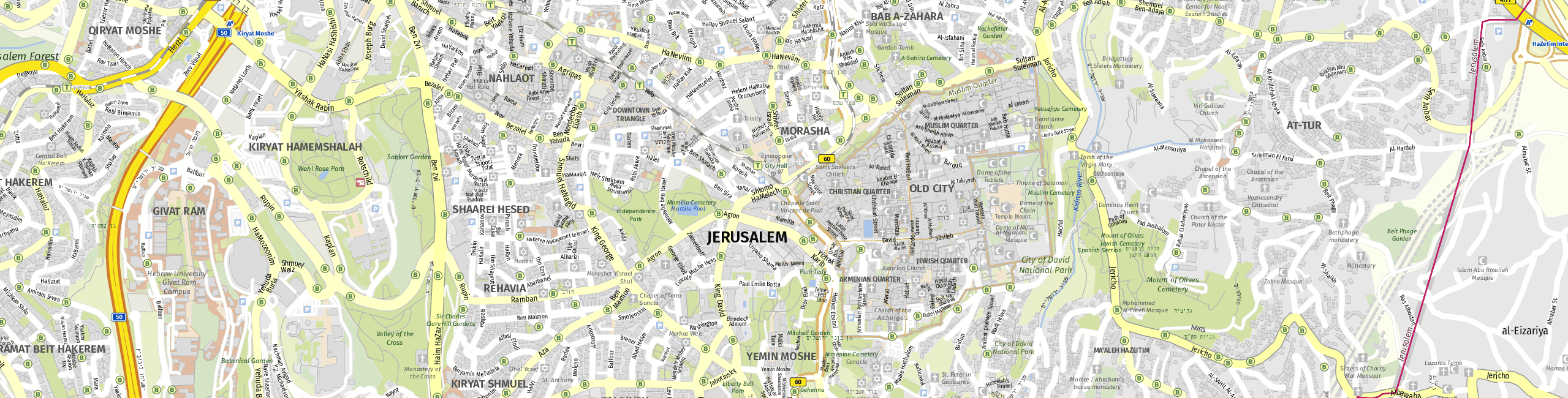 Stadtplan Jerusalem zum Downloaden.