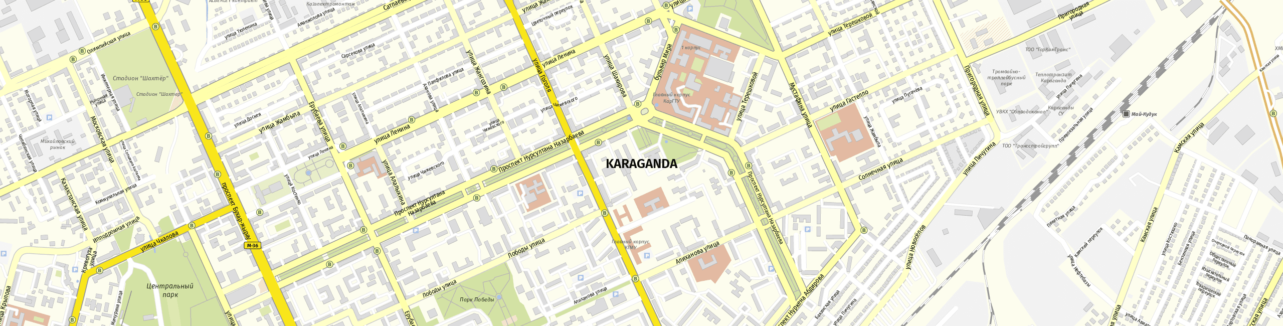Stadtplan Qaraghandy zum Downloaden.