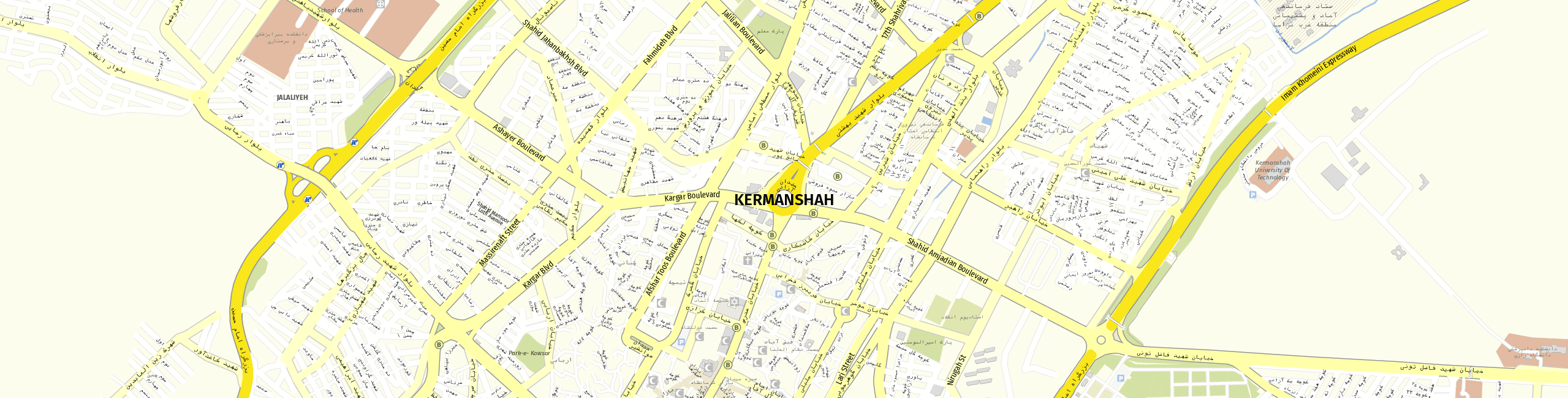 Stadtplan Kermanschah zum Downloaden.