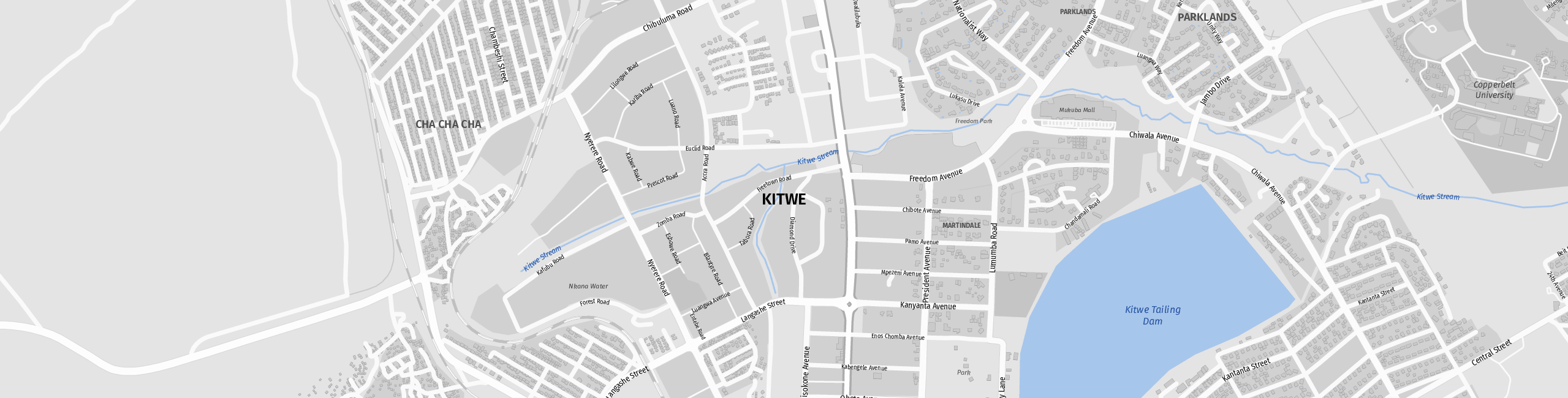 Stadtplan Kitwe zum Downloaden.